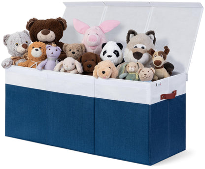 SoftOwl Extra Large Toy Storage Organizer with Lid - Sturdy, Collapsible Toy Chest Storage Box Design - Toys Bin with Dividers for Kids, Nursery, Bedroom, Playroom 37"x16"x14"