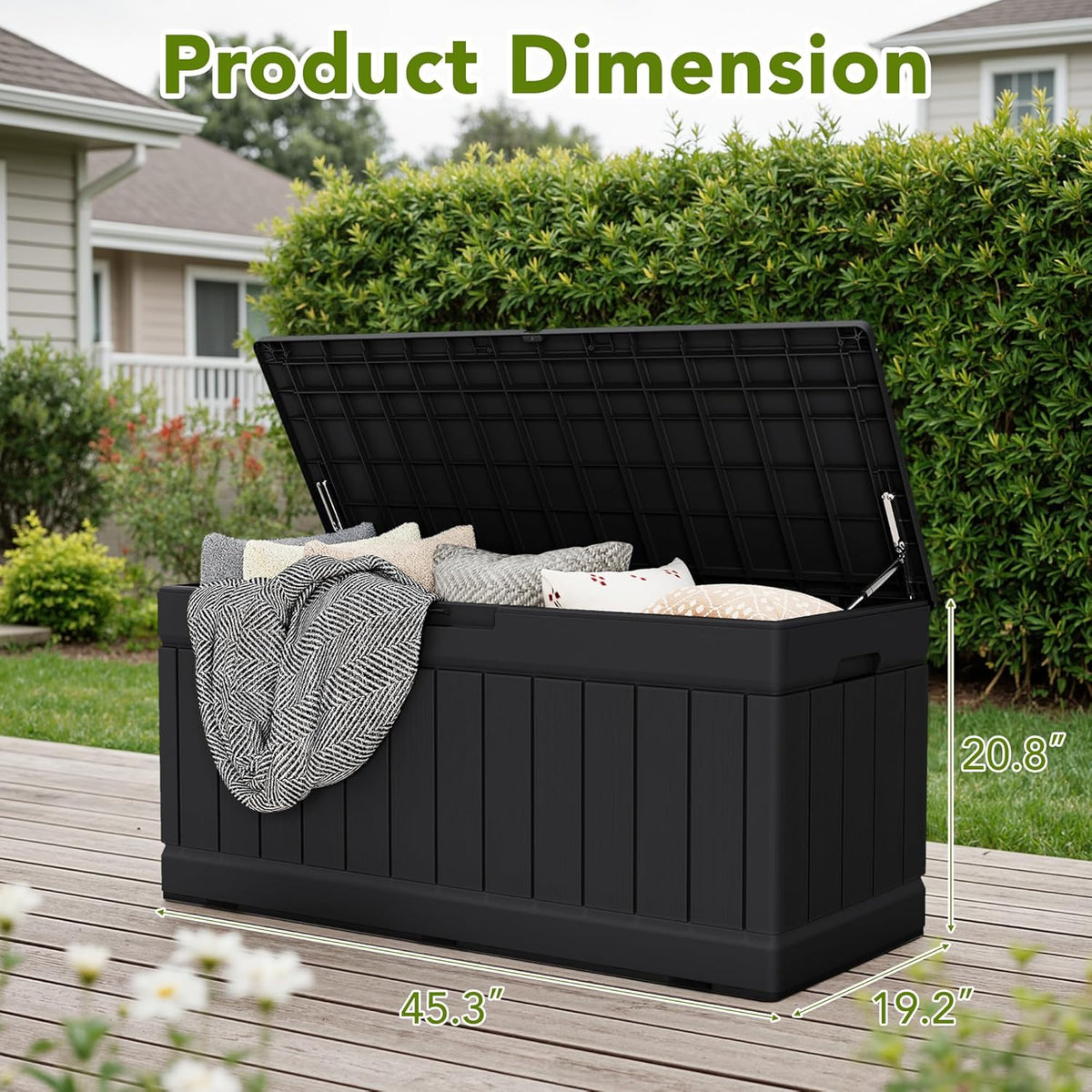 Devoko 78 Gallon Deck Box, Waterproof Resin Outdoor Storage Box
