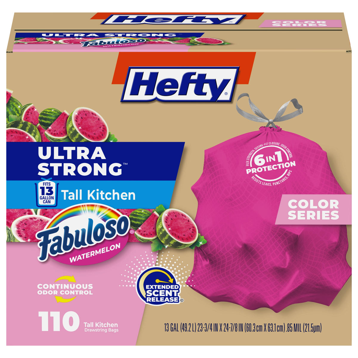 Hefty Ultra Strong 13 Gal Kitchen Trash Bags, Fabuloso Lavender, 80ct