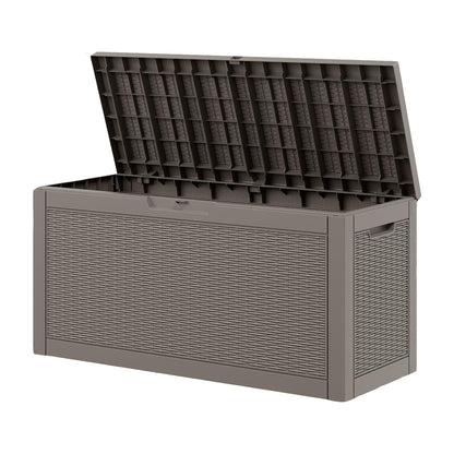 Outdoor Storage Box, Resin Deck Boxes outdoor, Waterproof Storage Box Lockable Lid (Black, 50 Gallon)