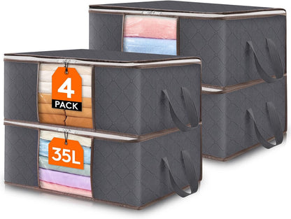 Lifewit 6 Pack Clothes Storage Bins with Lids, Foldable Blanket Storage Bags with Zippers, Clear Window and Reinforced Handles, Closet and Organization for Clothing, Sweater, Comforter, Bedding
