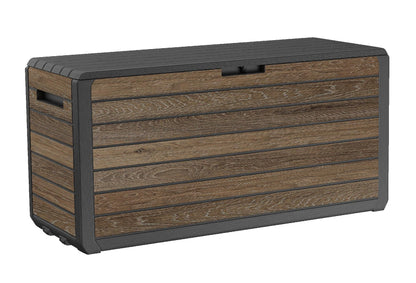 Keter Premium Everwood 50 Gal Outdoor Storage Box and Patio Side Table