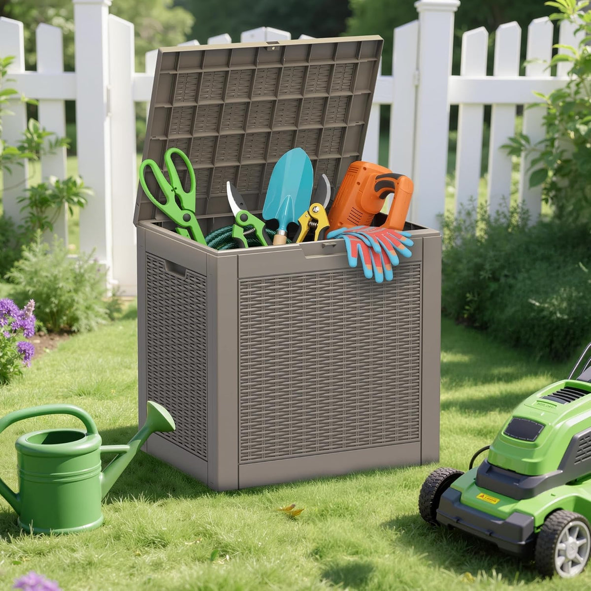 Outdoor Storage Waterproof Deck Box for Patio (45 Gallon, Grey)