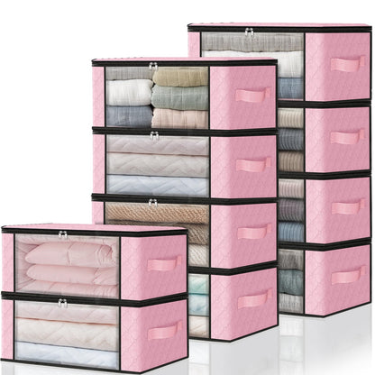 HomeHacks 3-Pack Clothes Organizer Storage Bags, 35L Storage Bins, Gray