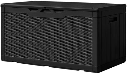 Greesum Outdoor Storage Box 31 Gallon Storage Box with Lid for Patio Furniture, Garden Tools, Pool Supplies, Waterproof and UV Resistant, Lockable, Dark Black