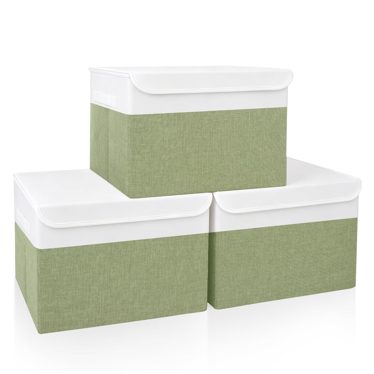 Bagnizer Large 17" 42 Quarts Collapsible Stackable Storage Bins with Lids [3-Pack] Foldable Fabric Linen Storage Boxes Cube, Closet Organizer Baskets with Label (16.7 x 12 x 12, Black)