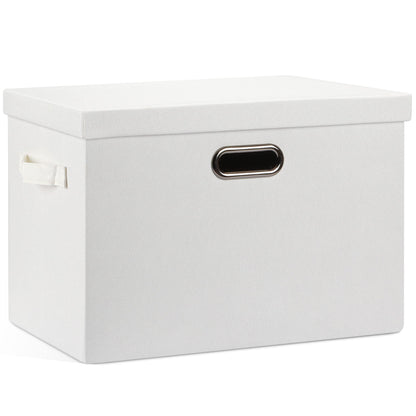 Graciadeco Large Quart Collapsible Stackable Storage Bins with Lids, 3 Packs Beige Linen Fabric Closet Boxes with Lids, Storage Cube Baskets Container Organizers for Bedroom Office(16.6 x 11.7 x 10.8)