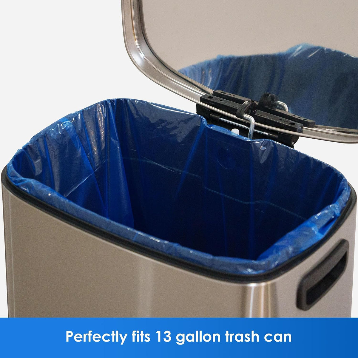HygiCare 13 Gallon Recycling Trash Bags, Unscented 200 Count Drawstring Tall Kitchen Garbage Bags, Pre-Separated, Ultra Strong, Leakproof, Sturdy, Translucent Blue