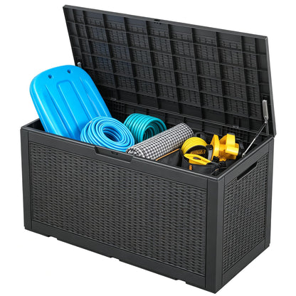 NUNU LAB 35 Gal Outdoor Storage Box Waterproof Lockable,Deck Box,Black
