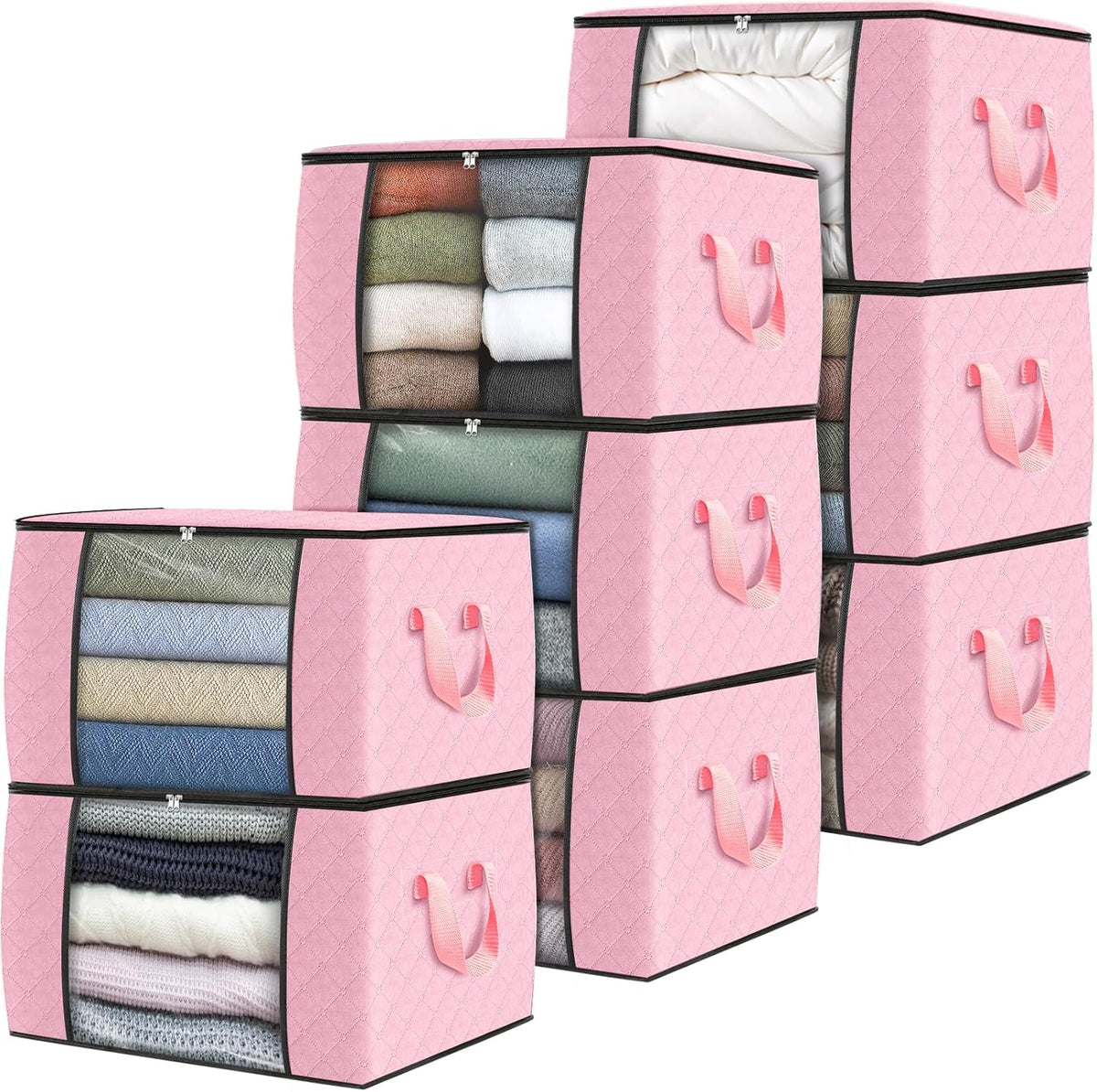 Fab totes 6 Pack Storage Bags for Clothes Blanket Storage Bins with Lids
