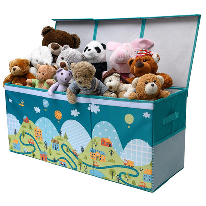 SoftOwl Extra Large Toy Storage Organizer with Lid - Sturdy, Collapsible Toy Chest Storage Box Design - Toys Bin with Dividers for Kids, Nursery, Bedroom, Playroom 37"x16"x14"
