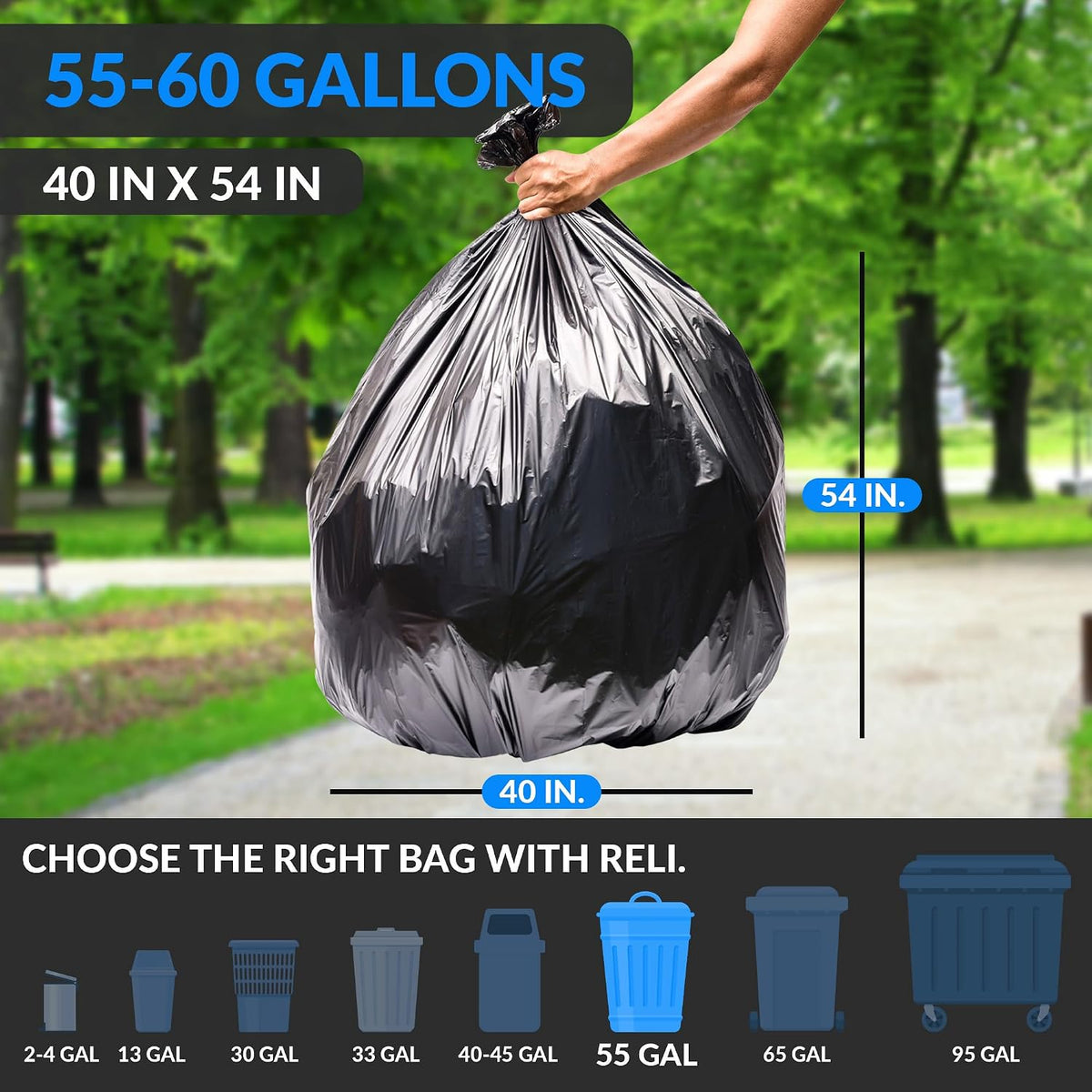Reli. 55-60 Gallon Trash Bags Heavy Duty