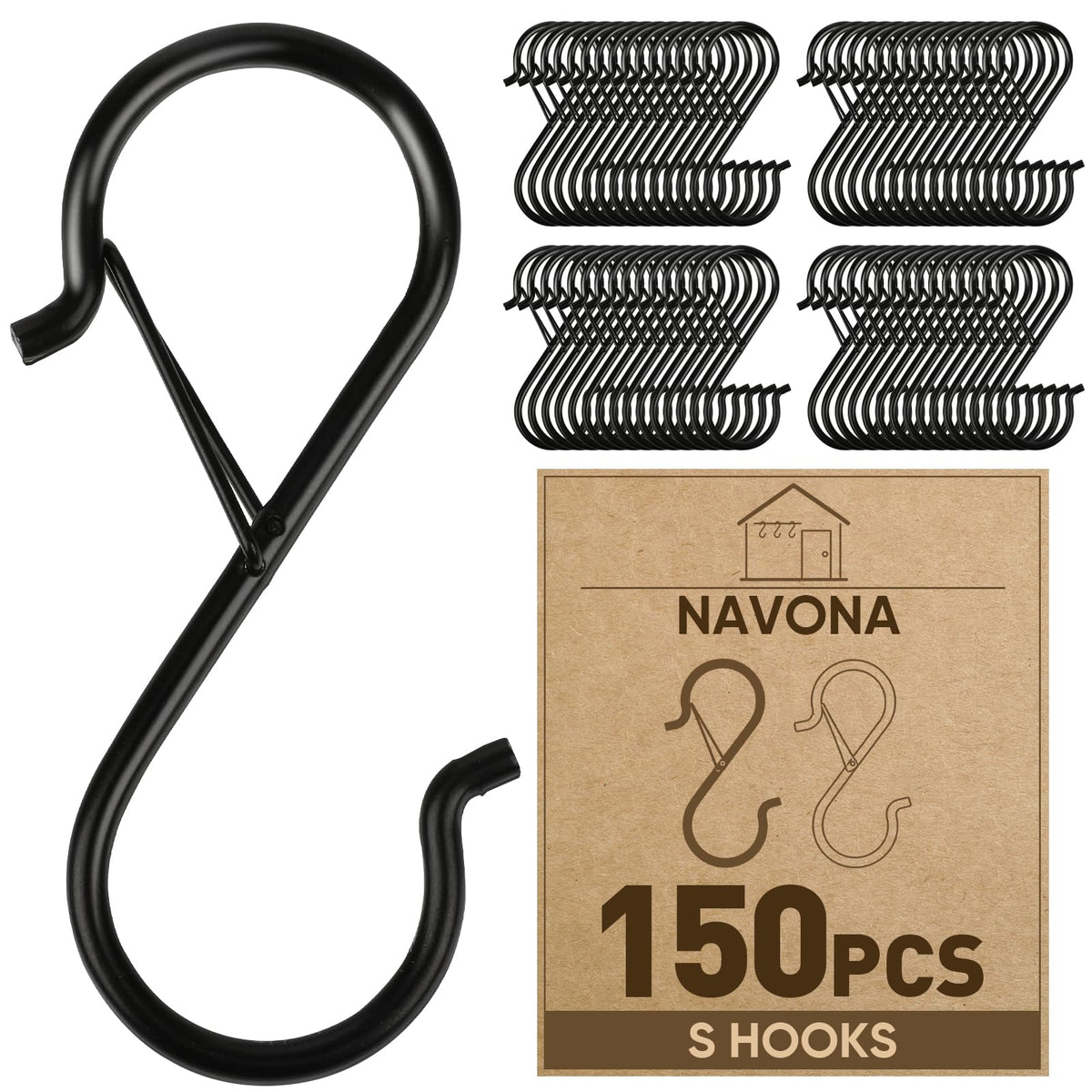 20 Pcs S Hooks for Hanging Heavy Duty, Metal S Hook with Safety Buckle