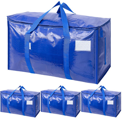 TICONN 6 Pack Extra Large Moving Bags Heavy Duty with Zippers & Carrying Handles, Durable Storage Bags Moving Boxes for Closet Organizers and Storage (6 Pack, Blue)
