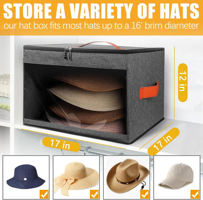 kushon Upgraded Hat Storage Box for Women & Men,Closet Hat Boxes Organizer Bag with Dustproof Lids,Cowboy Hat Box,Hat Carrier Case For Travel