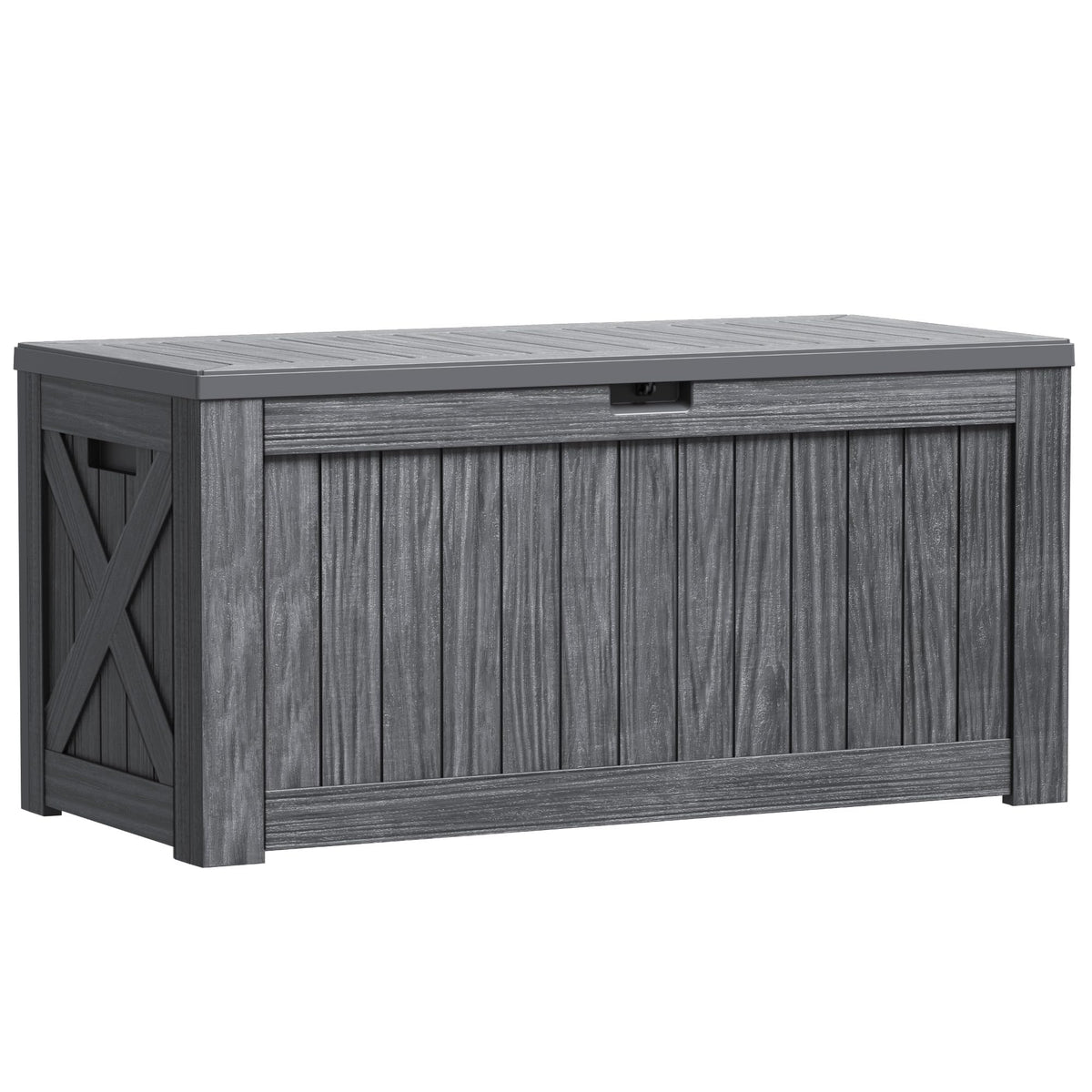 Greesum Outdoor Storage Box 31 Gallon Storage Box with Lid for Patio Furniture, Garden Tools, Pool Supplies, Waterproof and UV Resistant, Lockable, Dark Black