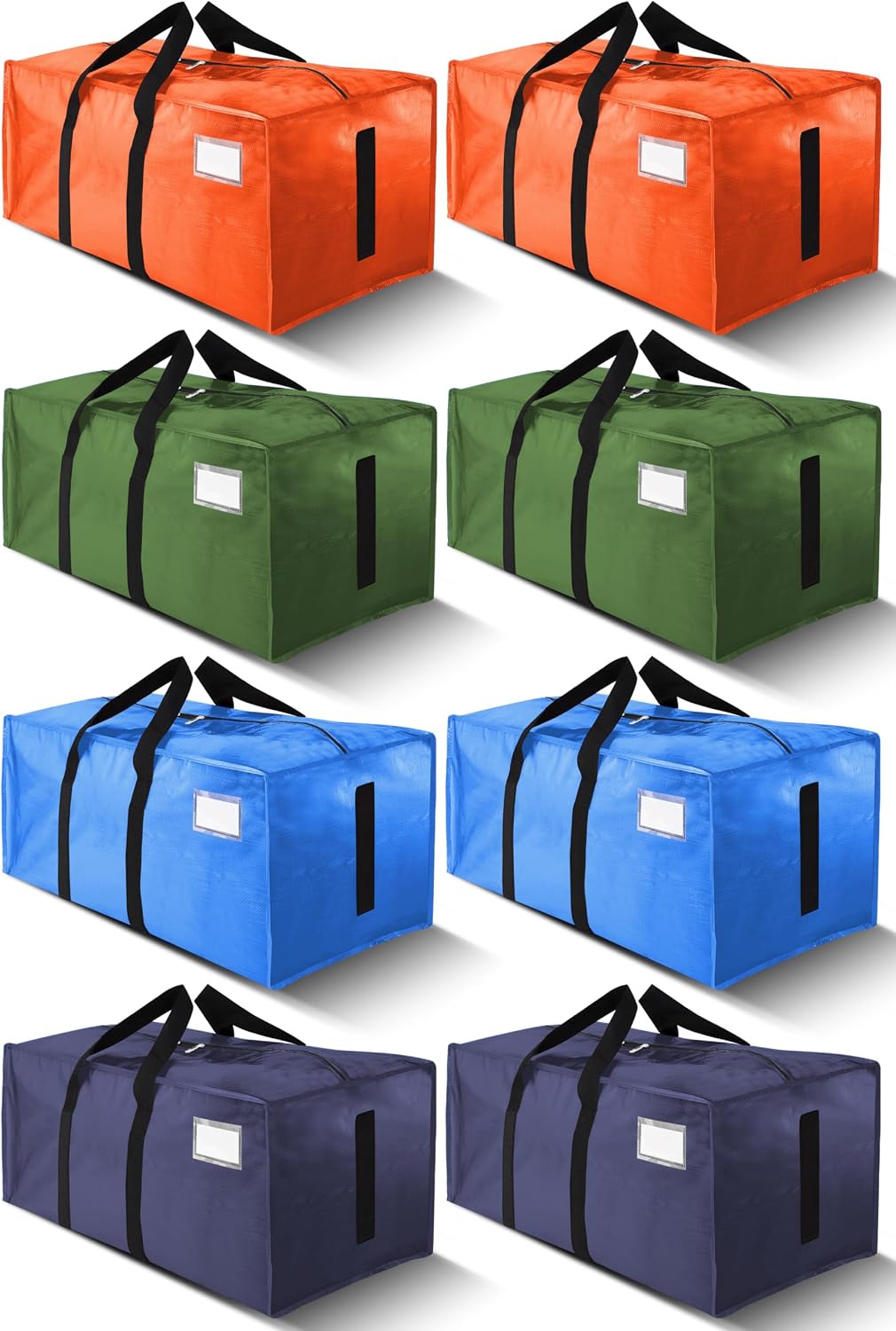 HOMESURE Supports 200lbs Heavy Duty Moving Bags - Strong Zipper & Wrap-Around Handles - Water-Resistant Storage Totes, Durable Alternative to Moving Boxes - 8 Pack - Semi-Transparent