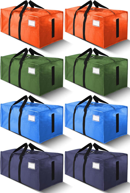 HOMESURE Supports 200lbs Heavy Duty Moving Bags - Strong Zipper & Wrap-Around Handles - Water-Resistant Storage Totes, Durable Alternative to Moving Boxes - 8 Pack - Semi-Transparent
