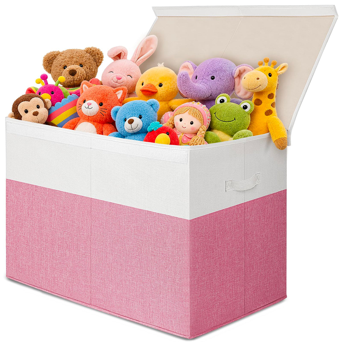 INDRESSME 85L Large Toy Storage Box with Lid Divider Foldable Toy Chest
