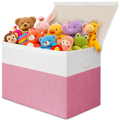 INDRESSME 85L Large Toy Storage Box with Lid Divider Foldable Toy Chest