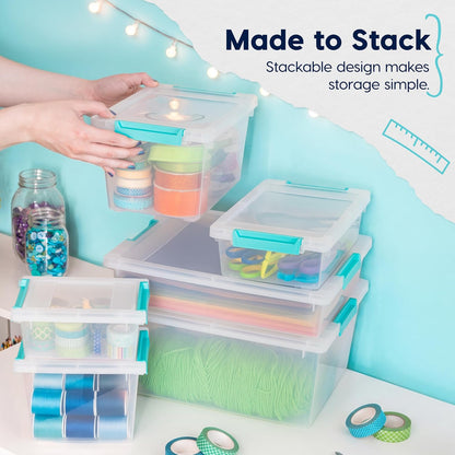 IRIS USA Storage Bins with Lids |Made in USA| 4 Qt - (6-Pack) - Clear