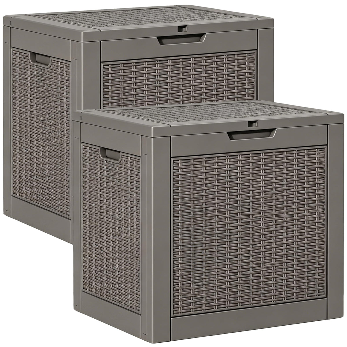 Outdoor Storage Box, Resin Deck Boxes outdoor, Waterproof Storage Box Lockable Lid (Black, 50 Gallon)