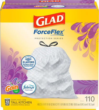 Glad Small Trash Bags, Great for Office, Bathrooms and Bedroom Bins, Beachside Breeze Scented Garbage Bags, Odor Resistant with Drawstring, Febreze Freshness, 4 Gallon Trash Bags, 80 Count