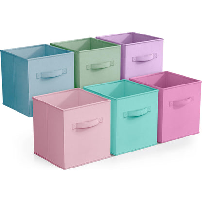 Sorbus Cube Storage Bin, Fabric, 6 Pack (11 Inch, Pastel Multi-Color)