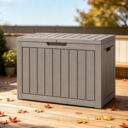 Outdoor Storage Waterproof Deck Box for Patio (45 Gallon, Grey)
