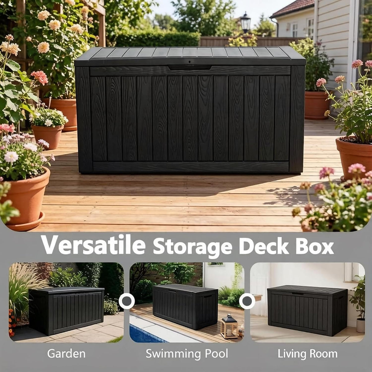 KAMABOKO Outdoor Storage Box, 150 Gallon Deck Box Outdoor Waterproof