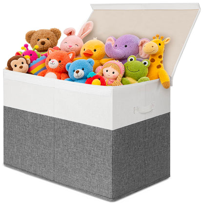 INDRESSME 85L Large Toy Storage Box with Lid Divider Foldable Toy Chest