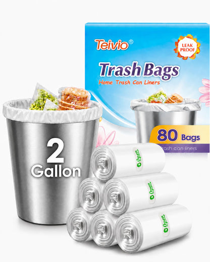 Teivio Small Clear Trash Bags 4 Gallon 330 Count Bathroom Garbage Bags