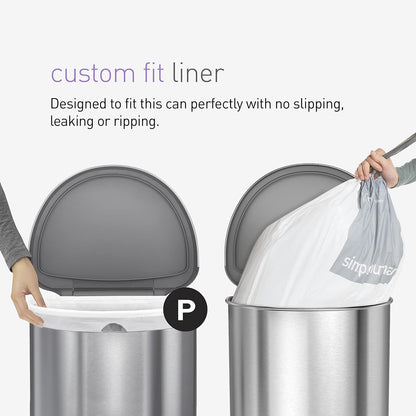 simplehuman Code P 60 Count Custom Fit Liners, Drawstring Kitchen Trash Bags, One-by-One Mess-Free Dispense, Extra Thick & Double Seamed, 50% PCR Plastic, 50-60 Liter / 13-16 Gallon, White