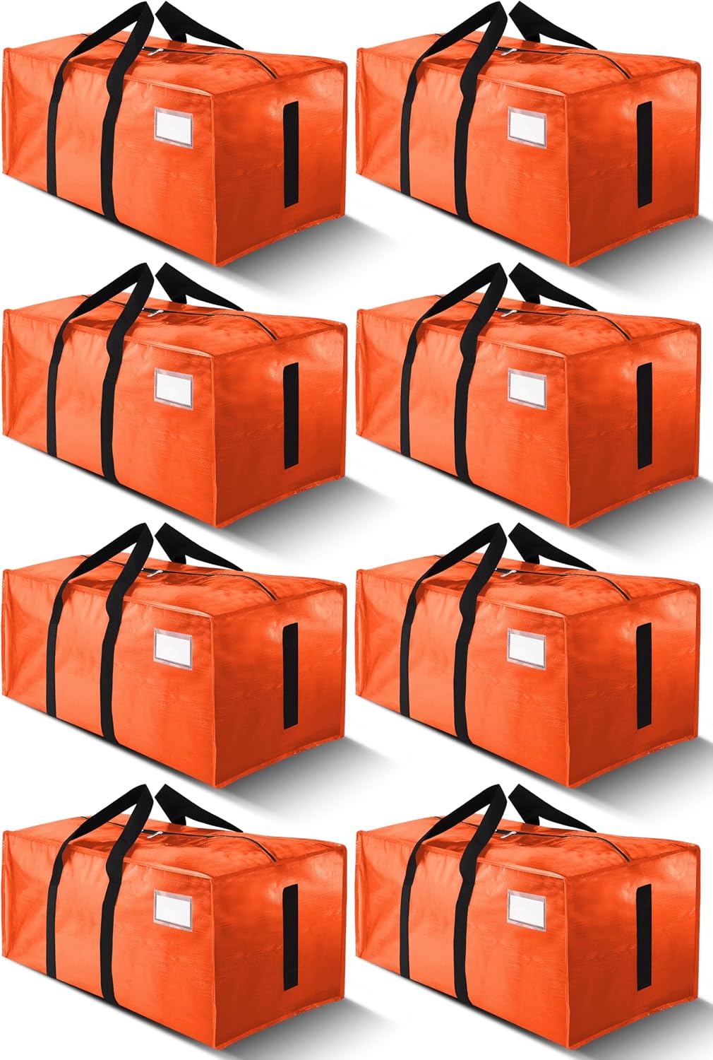 HOMESURE Supports 200lbs Heavy Duty Moving Bags - Strong Zipper & Wrap-Around Handles - Water-Resistant Storage Totes, Durable Alternative to Moving Boxes - 8 Pack - Semi-Transparent