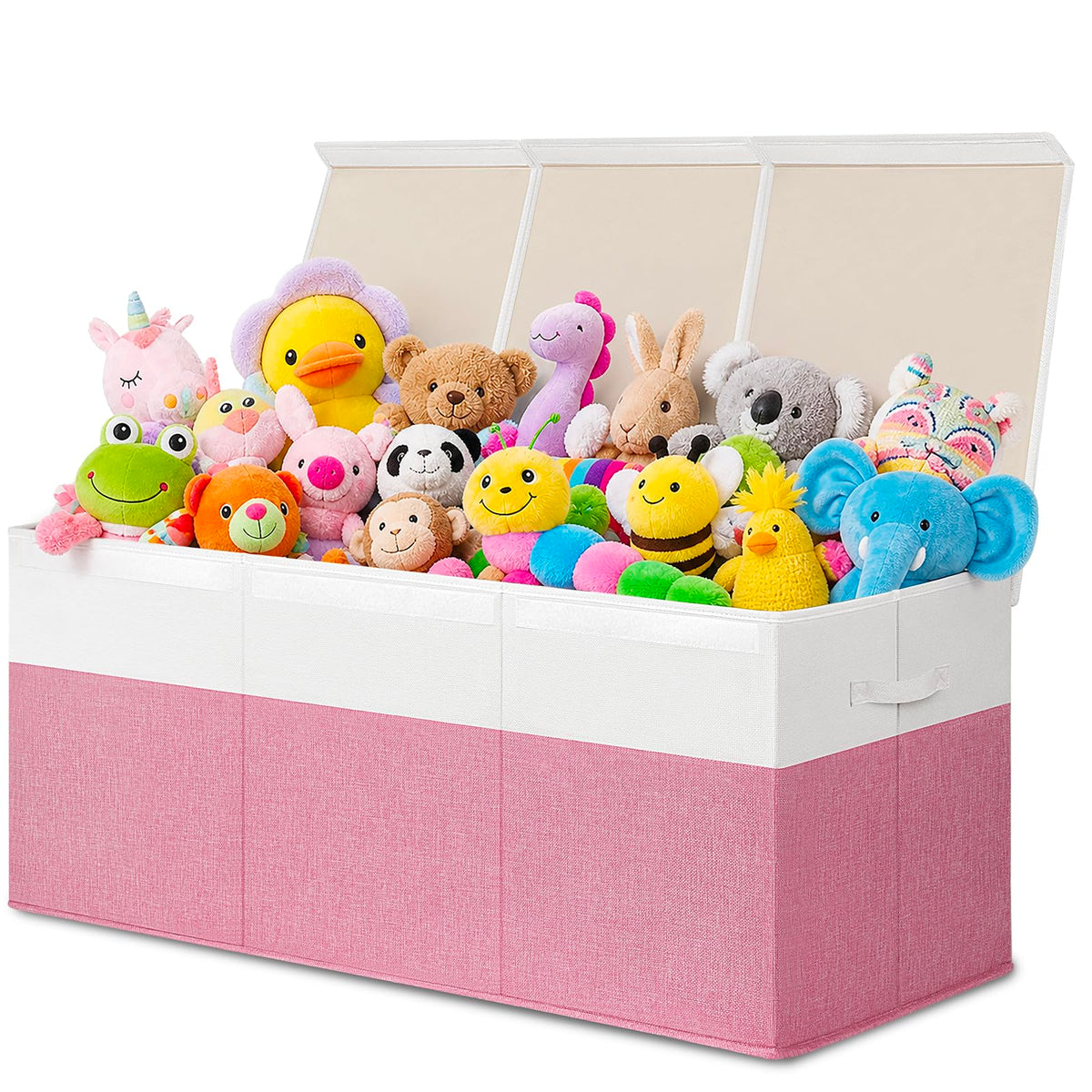 INDRESSME 85L Large Toy Storage Box with Lid Divider Foldable Toy Chest