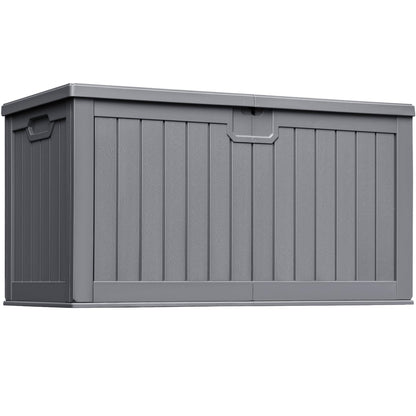 Greesum Outdoor Storage Box 31 Gallon Storage Box with Lid for Patio Furniture, Garden Tools, Pool Supplies, Waterproof and UV Resistant, Lockable, Dark Black