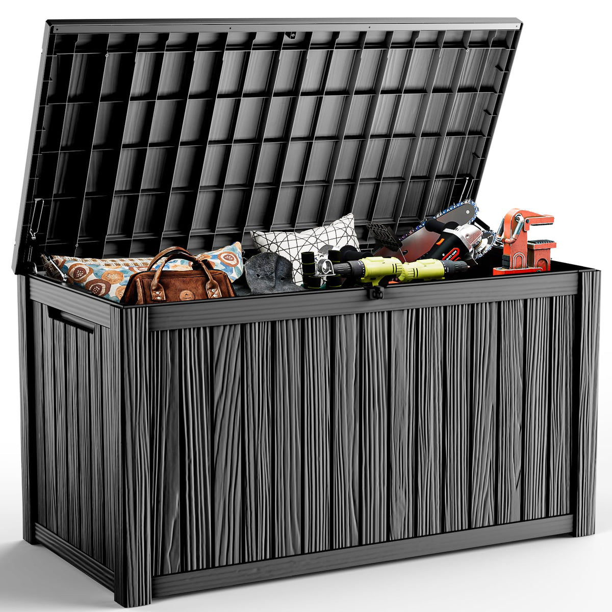 DRATO 135 Gallon Deck Boxes Outdoor Waterproof Storage Box with Wheels