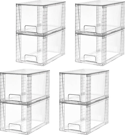 Vtopmart 4 Pack Large Stackable Storage Drawers, Clear