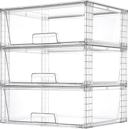 Vtopmart 4 Pack Large Stackable Storage Drawers, Clear