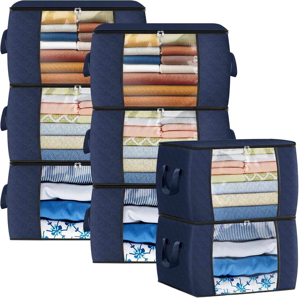 Fab totes 6 Pack Storage Bags for Clothes Blanket Storage Bins with Lids