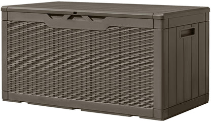 Greesum Outdoor Storage Box 31 Gallon Storage Box with Lid for Patio Furniture, Garden Tools, Pool Supplies, Waterproof and UV Resistant, Lockable, Dark Black