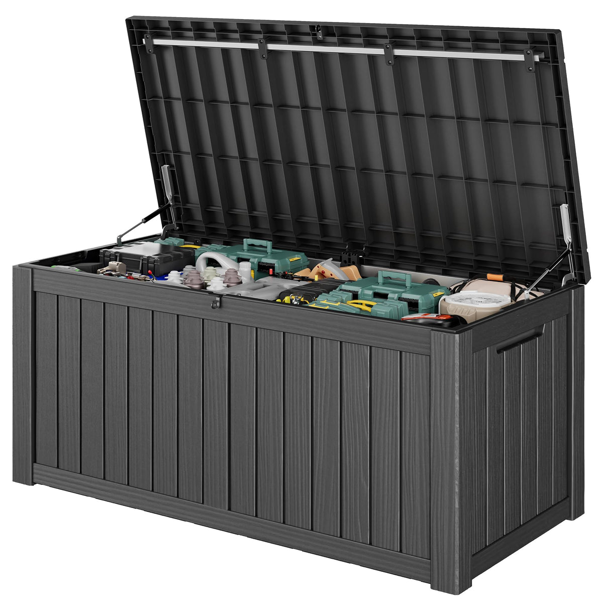 Outdoor Storage Waterproof Deck Box for Patio (45 Gallon, Grey)