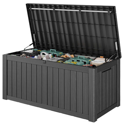 Outdoor Storage Waterproof Deck Box for Patio (45 Gallon, Grey)
