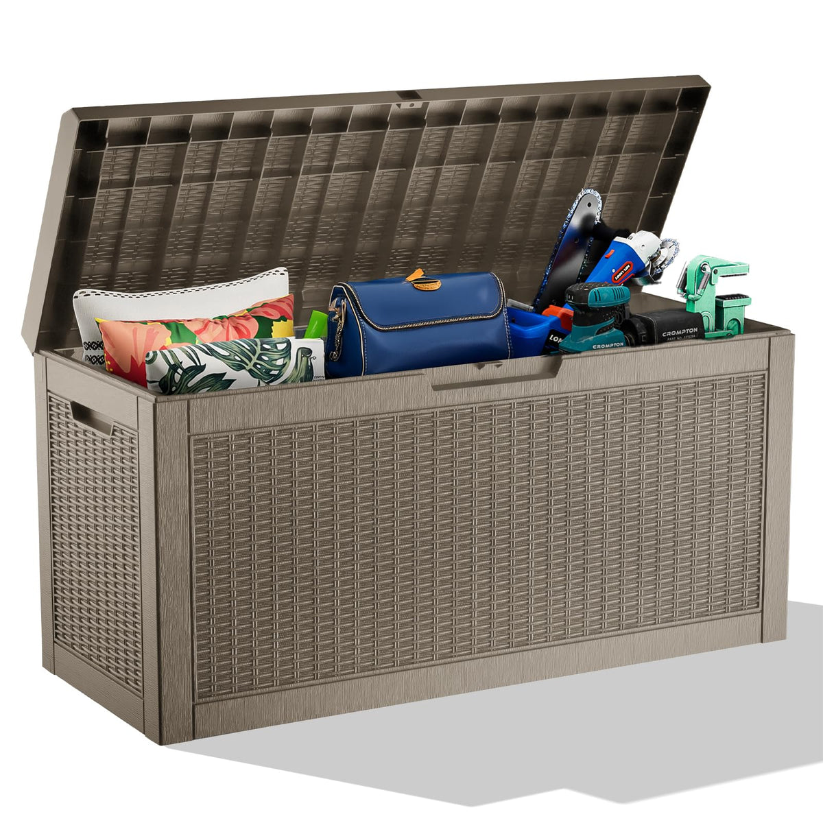 DRATO 135 Gallon Deck Boxes Outdoor Waterproof Storage Box with Wheels