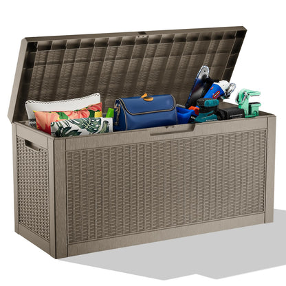 DRATO 135 Gallon Deck Boxes Outdoor Waterproof Storage Box with Wheels