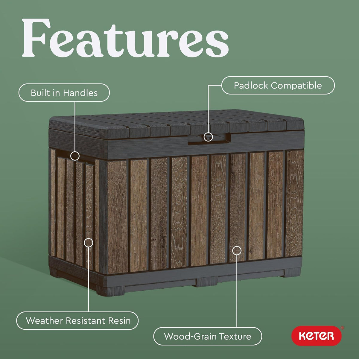 Keter Premium Everwood 50 Gal Outdoor Storage Box and Patio Side Table