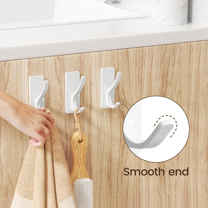 pickpiff White Self-Adhesive Hook, 13LB Hanger for Coat/Towel, 4-Pack