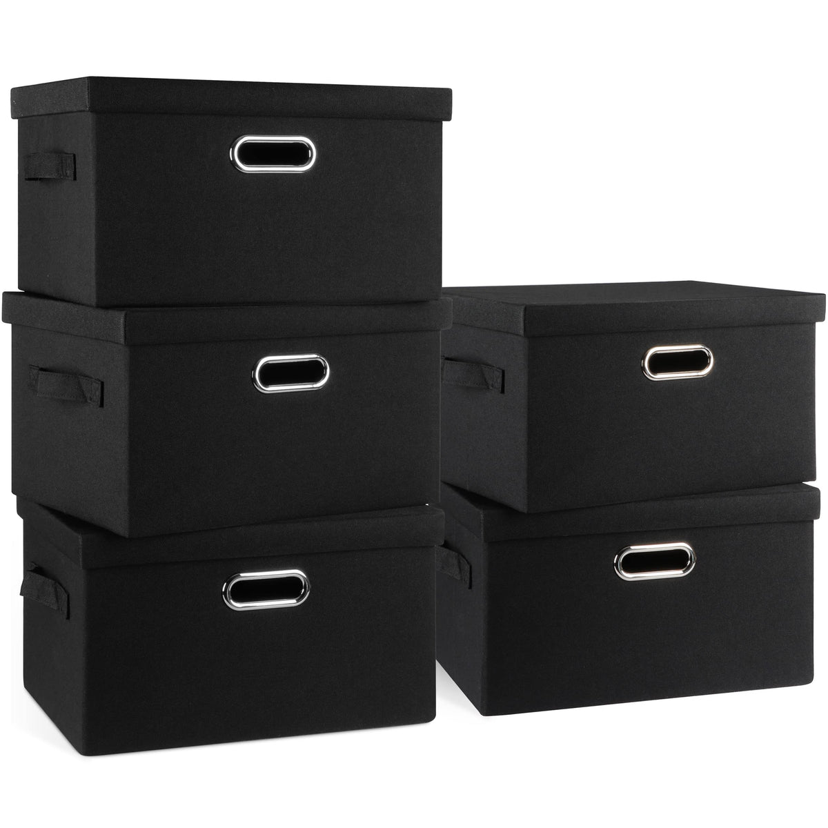 Graciadeco Large Quart Collapsible Stackable Storage Bins with Lids, 3 Packs Beige Linen Fabric Closet Boxes with Lids, Storage Cube Baskets Container Organizers for Bedroom Office(16.6 x 11.7 x 10.8)