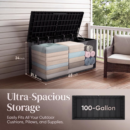 Quictent 100 Gallon Heavy Duty Resin Deck Box