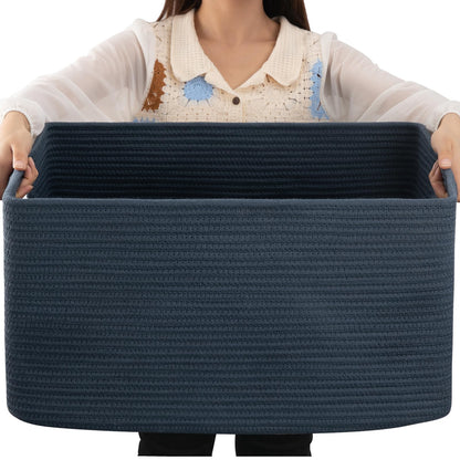 OIAHOMY 75L Large Blanket Basket Woven Cotton Rope Storage Basket Brown